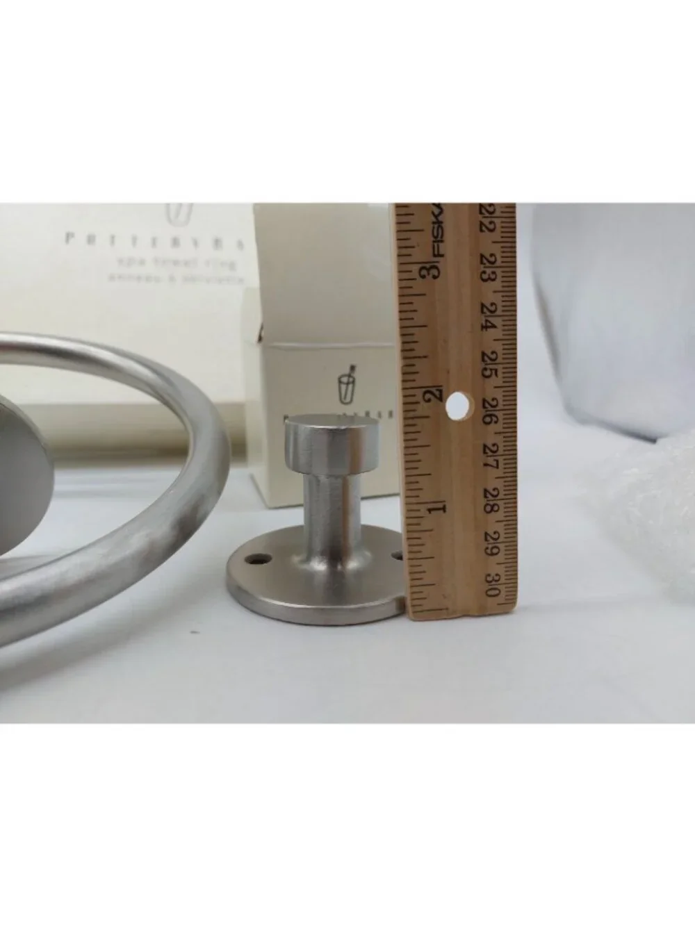 Pottery Barn Chrome Bath Round Towel ring Holder Set Of 2 And 1 Wall Hook READ